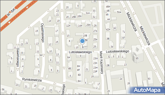 Warszawa, Lutosławskiego Witolda, 8, mapa Warszawy