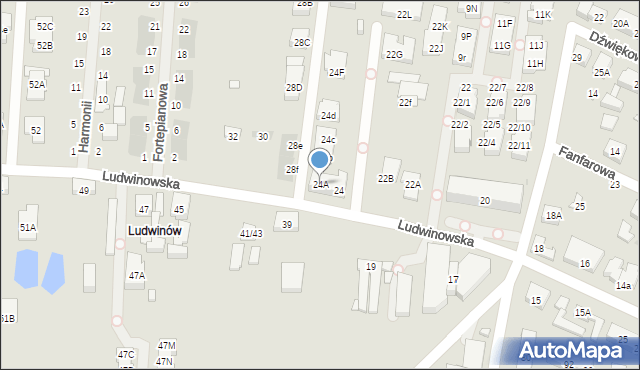 Warszawa, Ludwinowska, 24A, mapa Warszawy