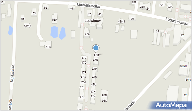 Warszawa, Ludwinowska, 47M, mapa Warszawy