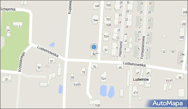 Warszawa, Ludwinowska, 54, mapa Warszawy