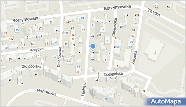 Warszawa, Lusińska, 22, mapa Warszawy