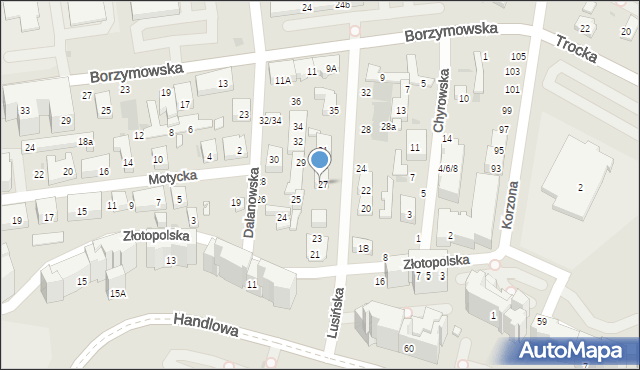 Warszawa, Lusińska, 27, mapa Warszawy