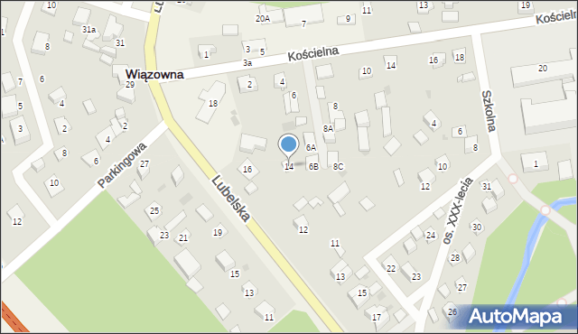 Wiązowna, Lubelska, 14, mapa Wiązowna