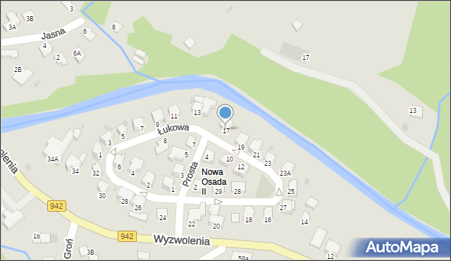 Wisła, Łukowa, 17, mapa Wisła