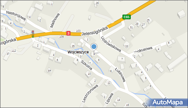 Wojcieszyce, Łubinowa, 4, mapa Wojcieszyce