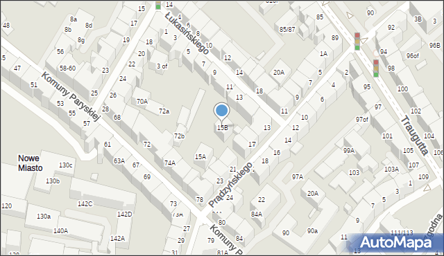 Wrocław, Łukasińskiego Waleriana, mjr., 15B, mapa Wrocławia