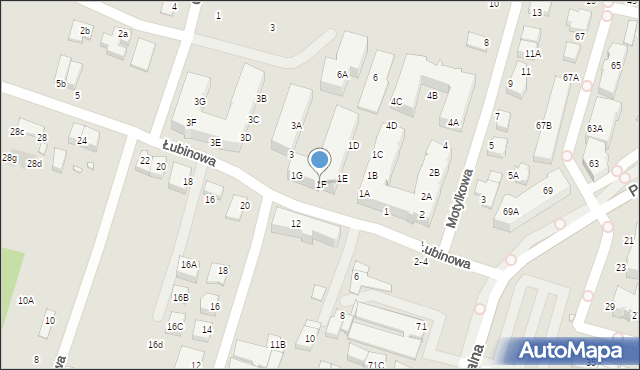 Wrocław, Łubinowa, 1F, mapa Wrocławia