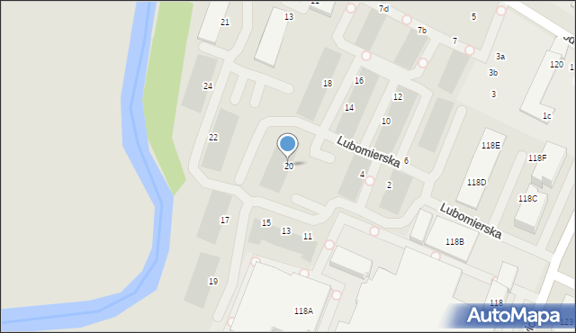 Wrocław, Lubomierska, 20, mapa Wrocławia