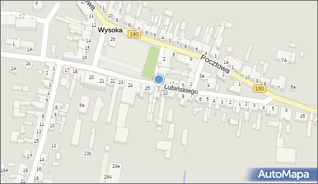 Wysoka, Lubińskiego, 11, mapa Wysoka