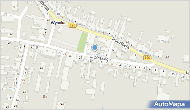 Wysoka, Lubińskiego, 12, mapa Wysoka