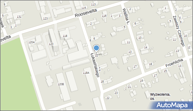 Zabrze, Łukasińskiego Waleriana, mjr., 12, mapa Zabrza