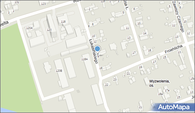 Zabrze, Łukasińskiego Waleriana, mjr., 14, mapa Zabrza