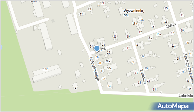 Zabrze, Łukasińskiego Waleriana, mjr., 26, mapa Zabrza