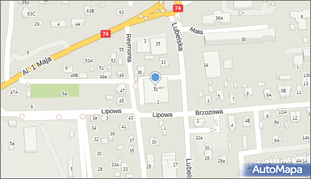 Zamość, Lubelska, 31, mapa Zamościa