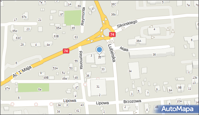 Zamość, Lubelska, 35, mapa Zamościa