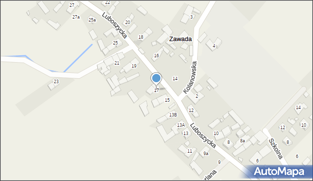 Zawada, Luboszycka, 17, mapa Zawada