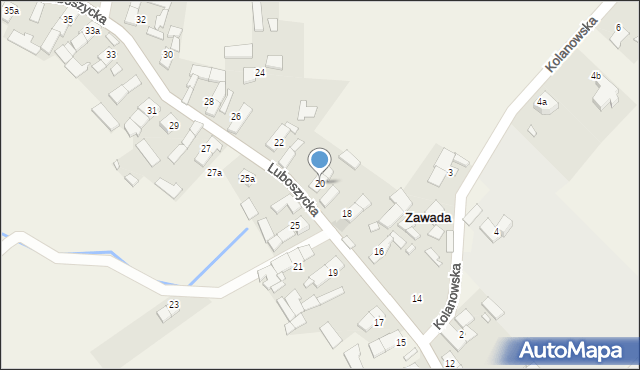 Zawada, Luboszycka, 20, mapa Zawada
