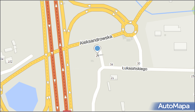Zgierz, Łukasińskiego Waleriana, mjr., 25, mapa Zgierz