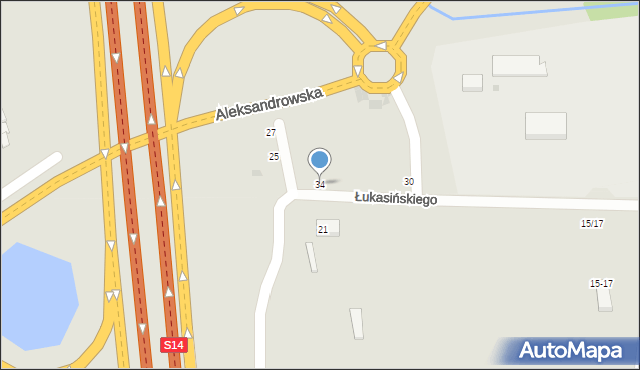 Zgierz, Łukasińskiego Waleriana, mjr., 34, mapa Zgierz