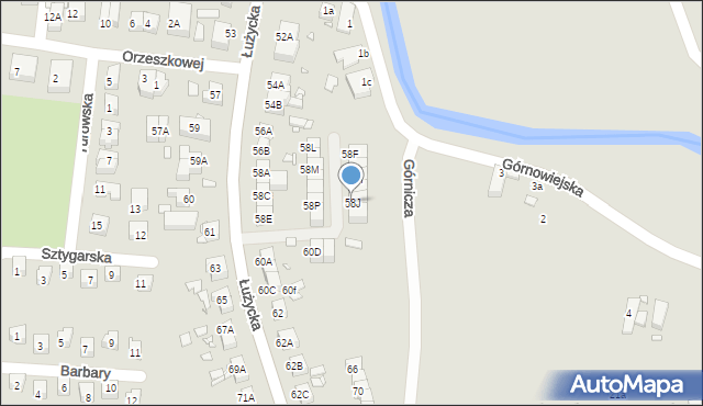 Zgorzelec, Łużycka, 58J, mapa Zgorzelec