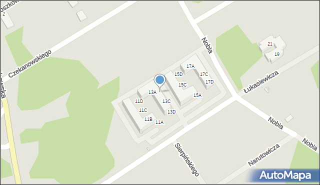 Zielona Góra, Łukasiewicza Ignacego, 13B, mapa Zielona Góra