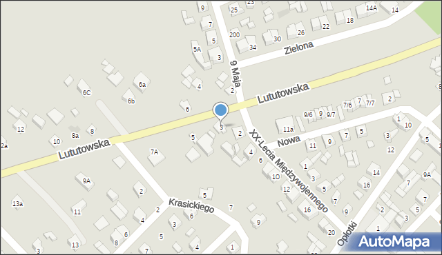 Złoczew, Lututowska, 3, mapa Złoczew