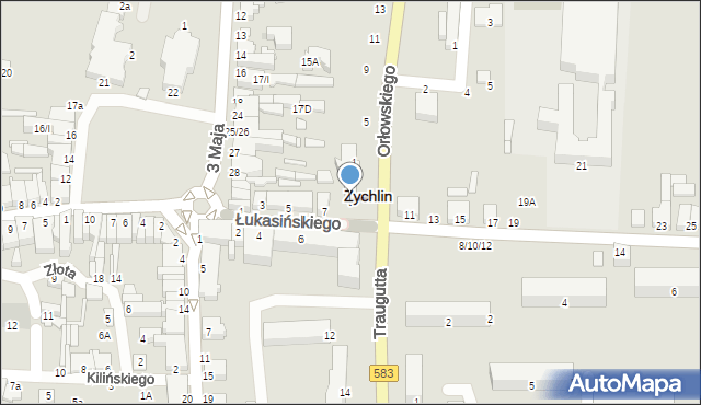 Żychlin, Łukasińskiego, 9, mapa Żychlin