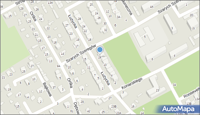 Żyrardów, Łużycka, 14, mapa Żyrardów