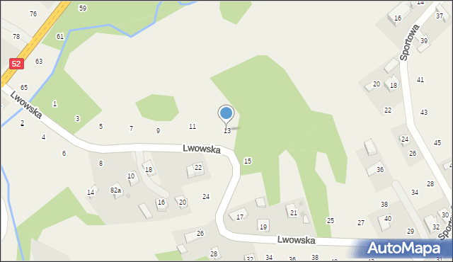 Izdebnik, Lwowska, 13, mapa Izdebnik