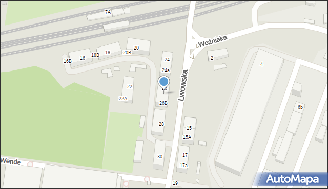 Katowice, Lwowska, 26A, mapa Katowic