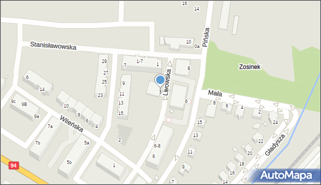 Legnica, Lwowska, 3, mapa Legnicy