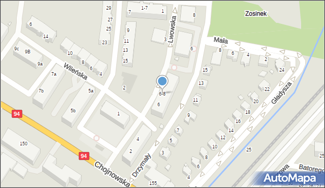 Legnica, Lwowska, 6-8, mapa Legnicy