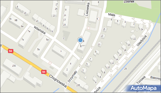 Legnica, Lwowska, 6, mapa Legnicy