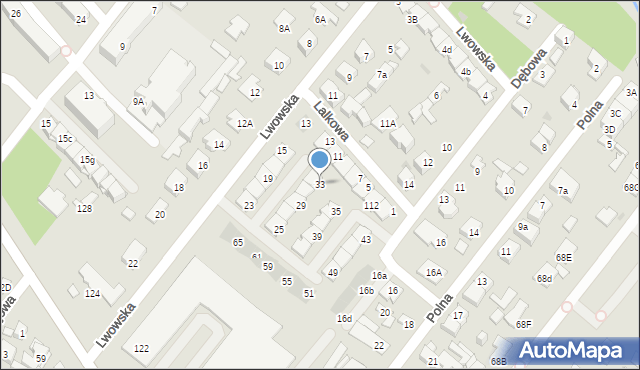 Łomianki, Lwowska, 33, mapa Łomianki
