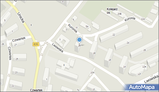 Lublin, Lwowska, 20, mapa Lublina