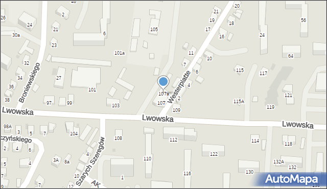 Nowy Sącz, Lwowska, 107a, mapa Nowego Sącza