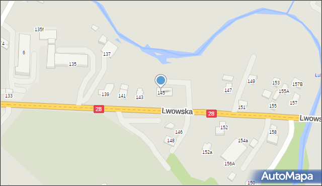 Nowy Sącz, Lwowska, 145, mapa Nowego Sącza