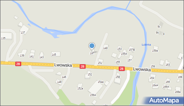 Nowy Sącz, Lwowska, 147, mapa Nowego Sącza