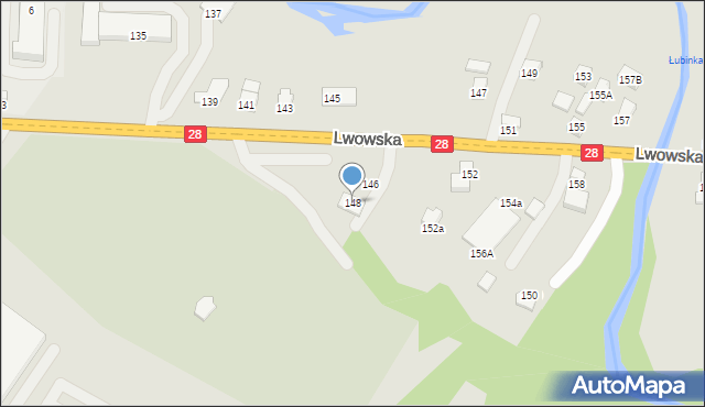 Nowy Sącz, Lwowska, 148, mapa Nowego Sącza