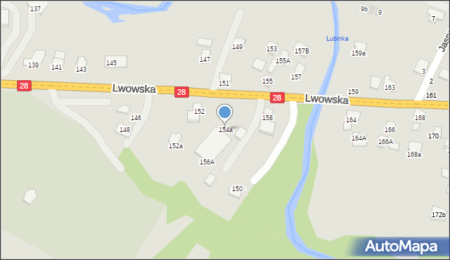 Nowy Sącz, Lwowska, 154a, mapa Nowego Sącza