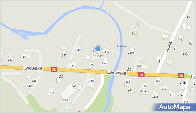 Nowy Sącz, Lwowska, 155A, mapa Nowego Sącza