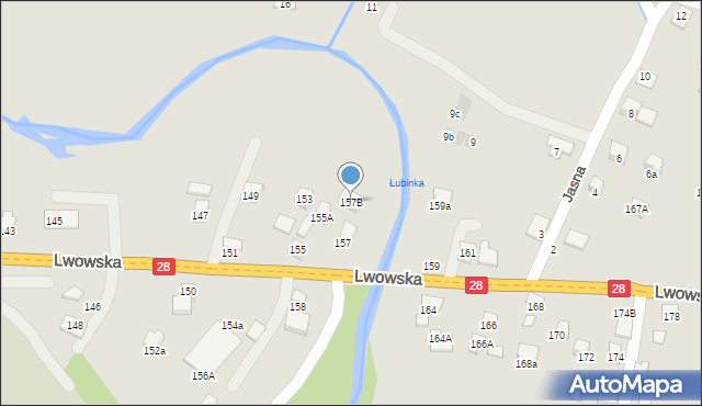 Nowy Sącz, Lwowska, 157B, mapa Nowego Sącza