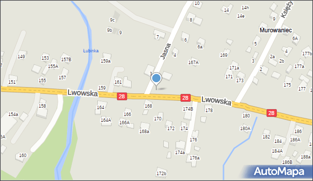 Nowy Sącz, Lwowska, 161, mapa Nowego Sącza