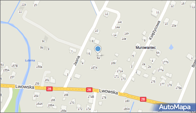 Nowy Sącz, Lwowska, 167B, mapa Nowego Sącza