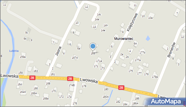 Nowy Sącz, Lwowska, 169, mapa Nowego Sącza