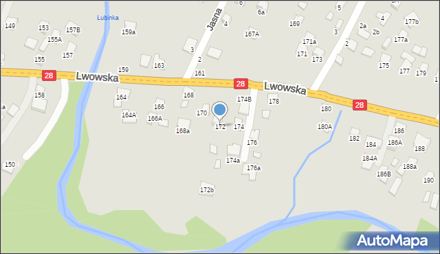 Nowy Sącz, Lwowska, 172, mapa Nowego Sącza