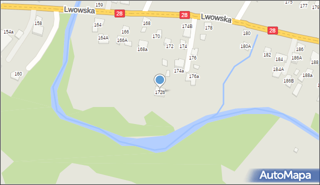 Nowy Sącz, Lwowska, 172b, mapa Nowego Sącza