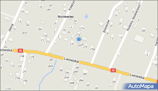 Nowy Sącz, Lwowska, 177D, mapa Nowego Sącza