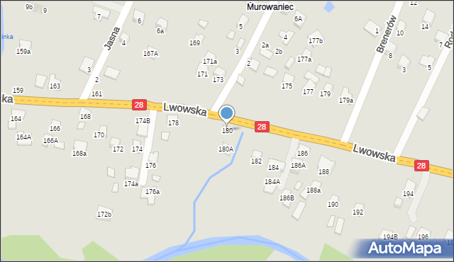 Nowy Sącz, Lwowska, 180, mapa Nowego Sącza