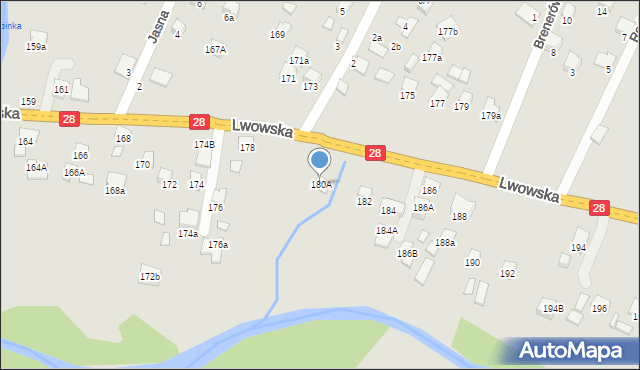 Nowy Sącz, Lwowska, 180A, mapa Nowego Sącza